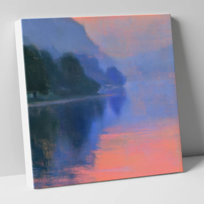 Misty Lake in Peach Light lake district lake canvas wall art