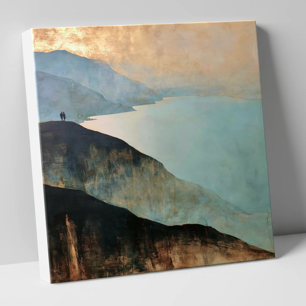 Walkers on Catbells Ridge lake district fell canvas wall art
