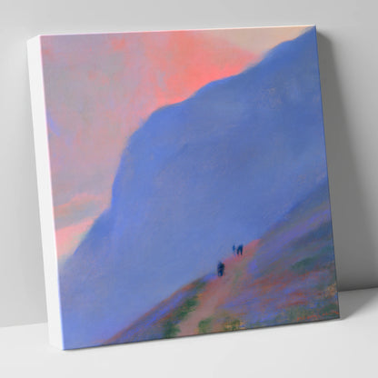 Walkers Ascending the Twilight Fell lake district walking canvas wall art