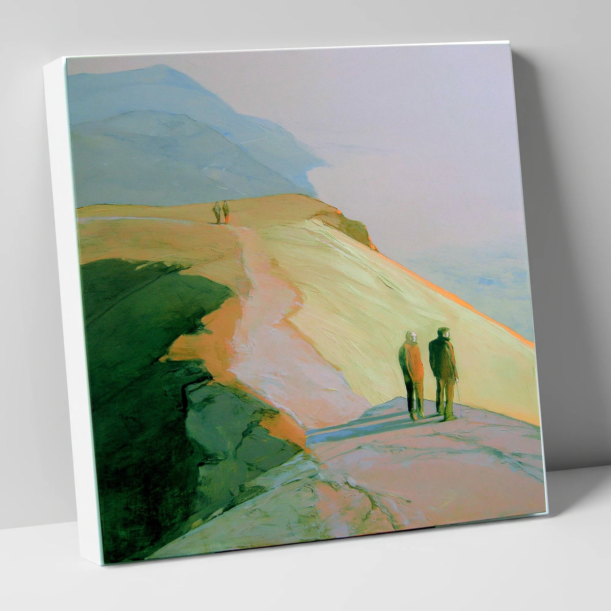Hikers on a Golden Fell lake district fell canvas wall art