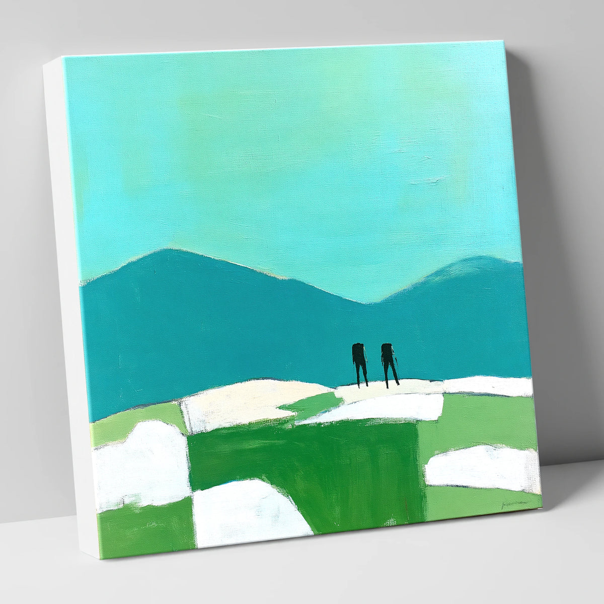 Fell Walkers Under Teal Sky lake district fell canvas wall art