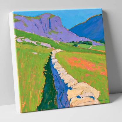 Vibrant Valley Drystone Wall lake district valley canvas wall art