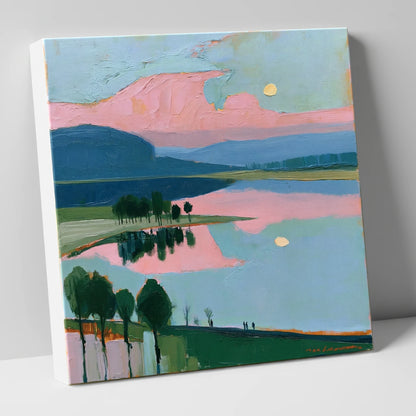 Blush Pink Lake at Dawn lake district lake canvas wall art