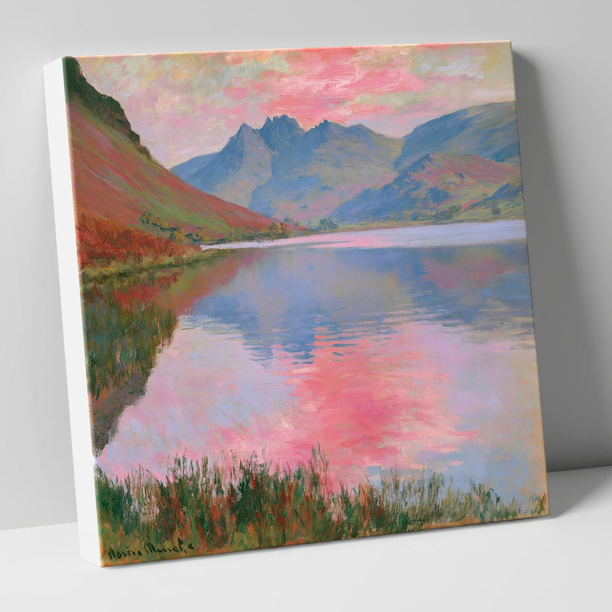 Pink Sunset Reflections on Loweswater lake district lake canvas wall art