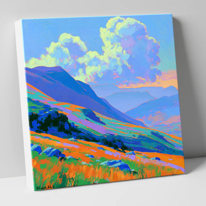 Vibrant Rolling Fells Under Cloud lake district fell canvas wall art