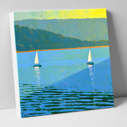 Windermere Sailboats in Bold Blue lake district lake canvas wall art