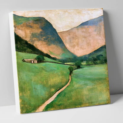 Green Valley Beneath Warm Fells lake district valley canvas wall art