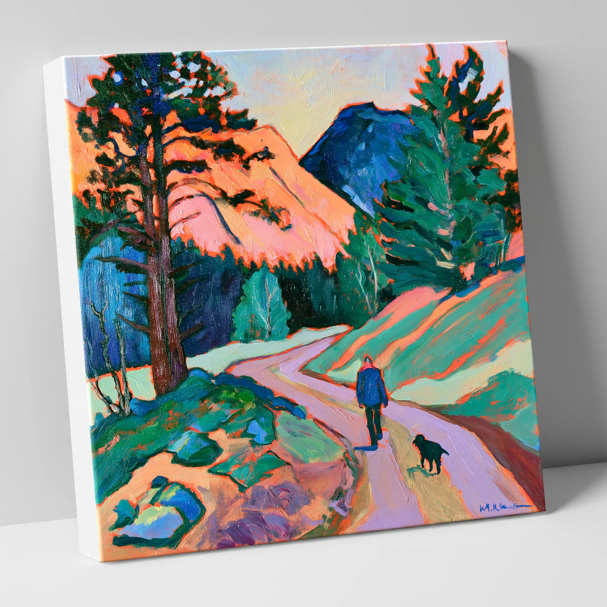 Vibrant Dog Walk at Threlkeld gifts for dog walkers canvas wall art