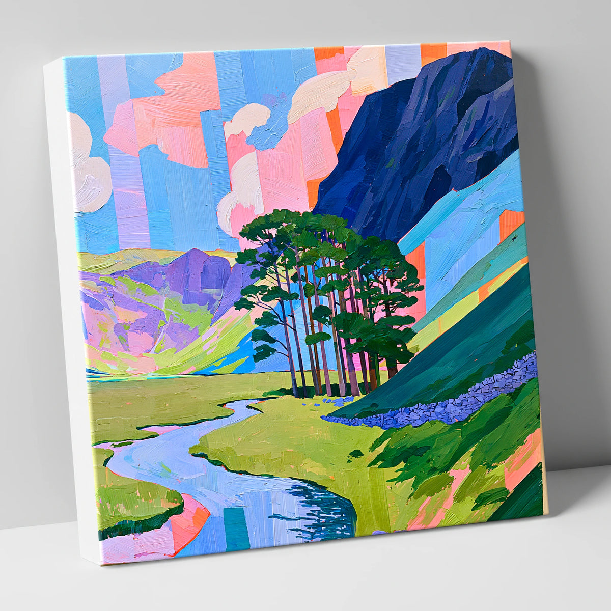 Vibrant Pines Below Haystacks lake district fell canvas wall art