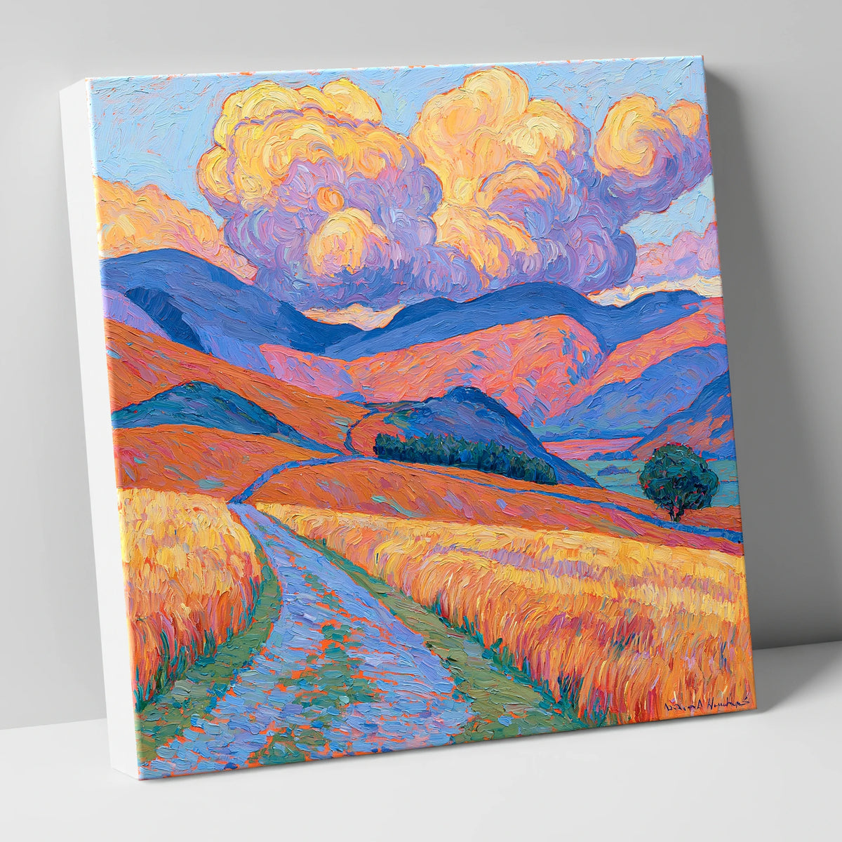 Golden Fells Under Storm Clouds lake district sky canvas wall art