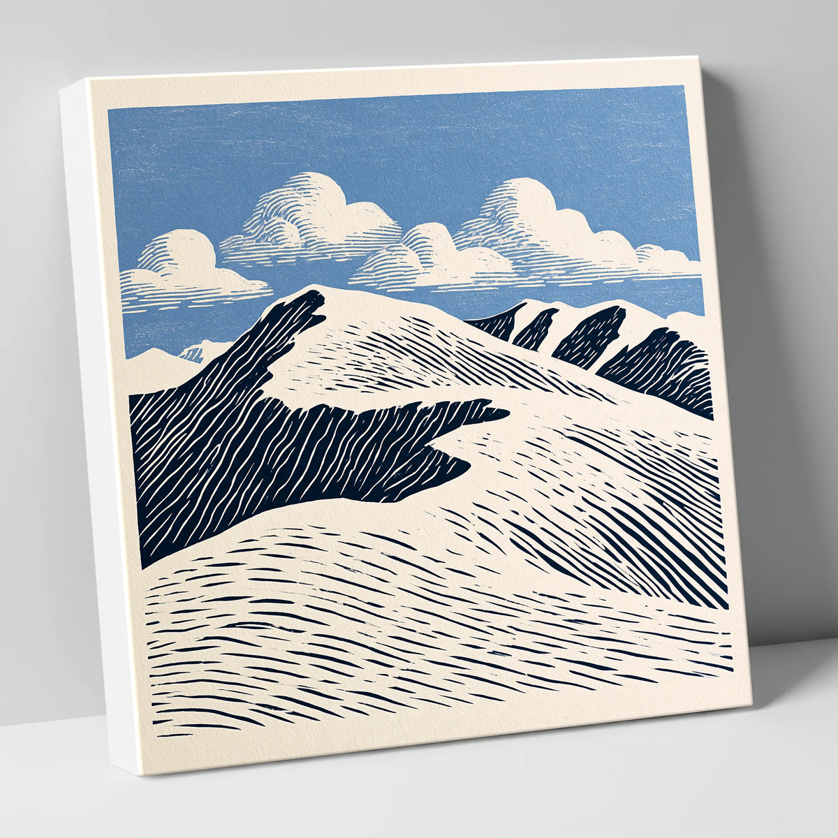 Graphic Helvellyn Ridge in Navy lake district fell canvas wall art