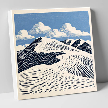 Graphic Helvellyn Ridge in Navy lake district fell canvas wall art