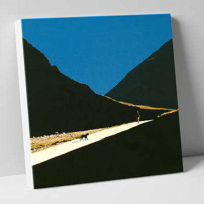 Silhouettes on Sunlit Wasdale Path gifts for dog walkers canvas wall art