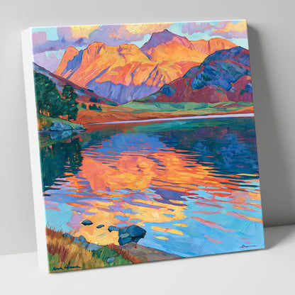Radiant Fells and Lake Reflections lake district lake canvas wall art