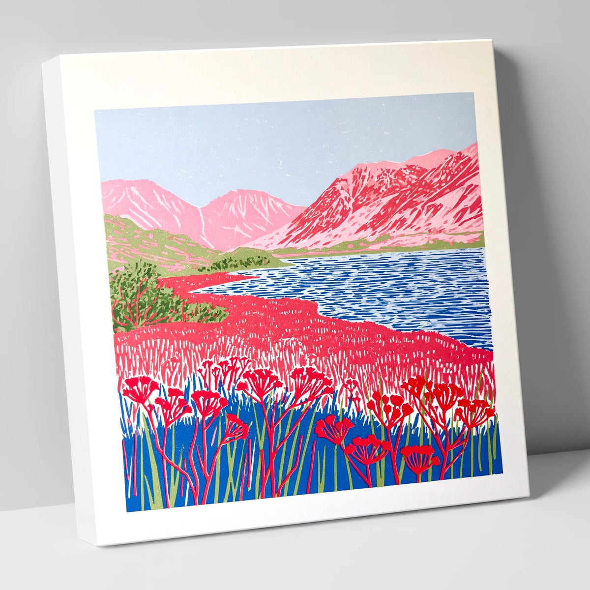 Vibrant Pink Fells at Ennerdale lake district valley canvas wall art