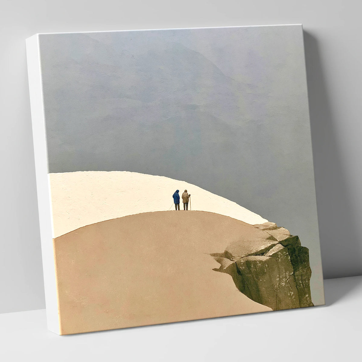 High Fell Walkers on a Snowy Ridge lake district fell canvas wall art