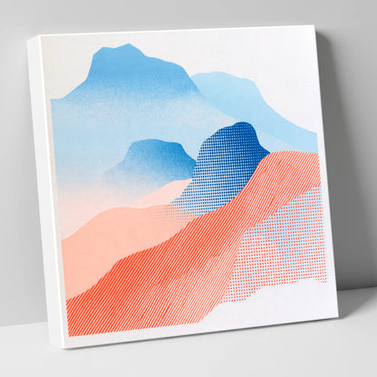 Coral and Blue Langdale Pikes lake district fell canvas wall art