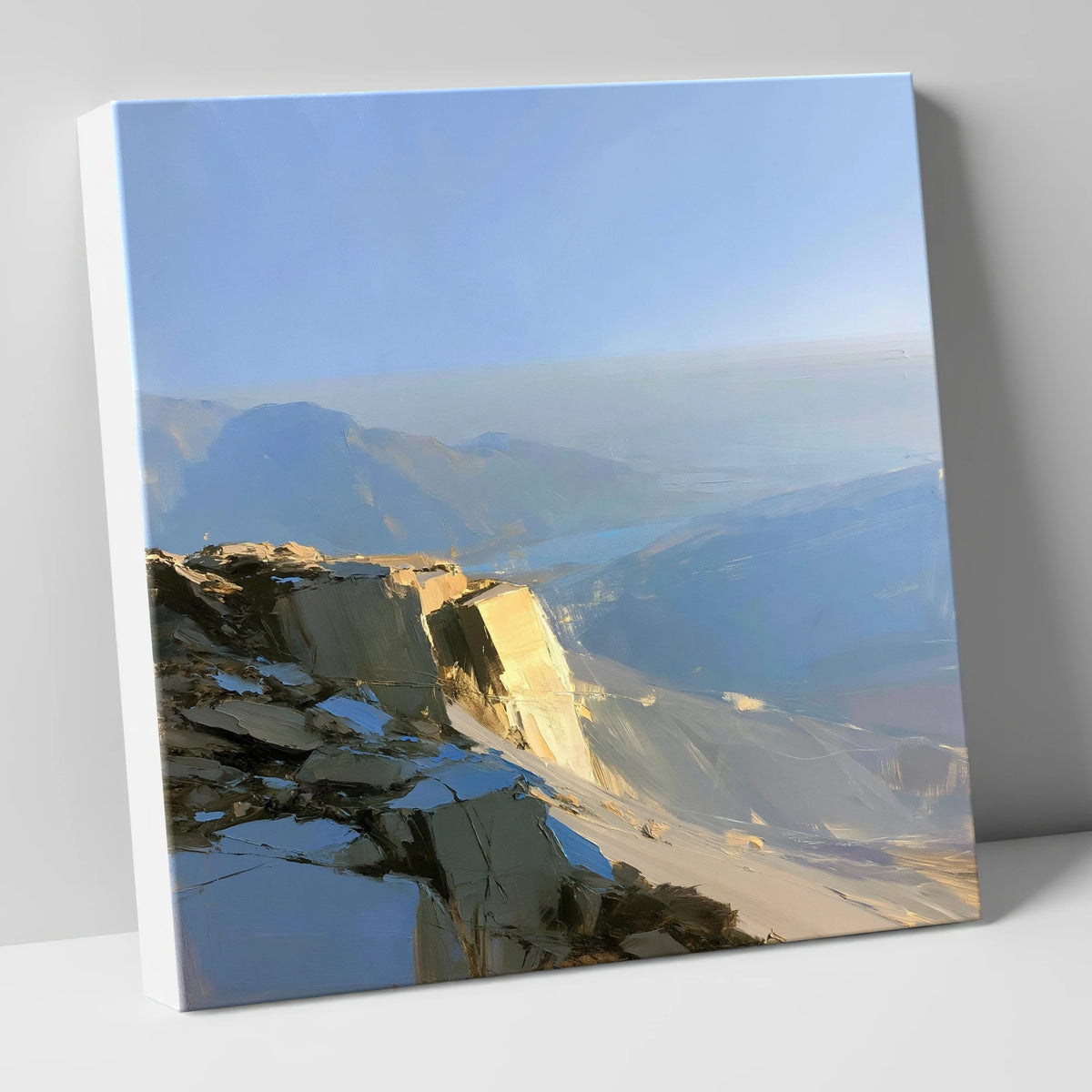 Sunlit Summit Over Hazy Fells lake district fell canvas wall art