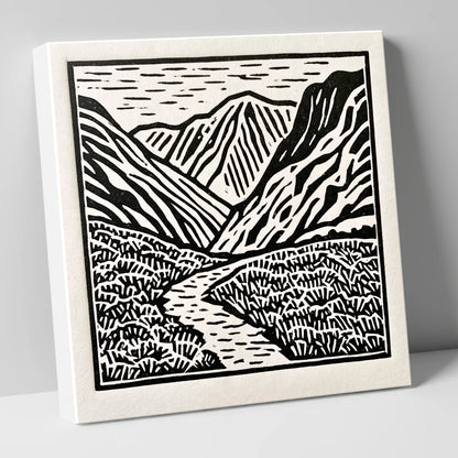 Monochrome Borrowdale Valley Fells lake district valley canvas wall art