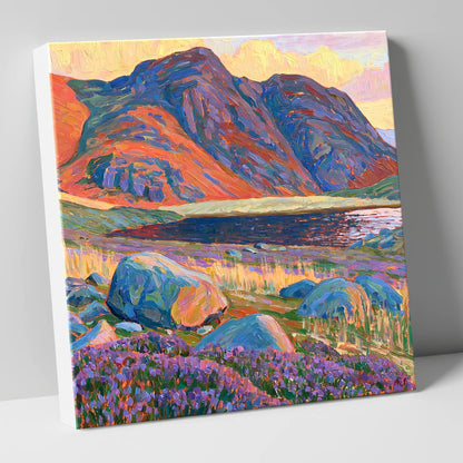 Haystacks in Fiery Light lake district fell canvas wall art