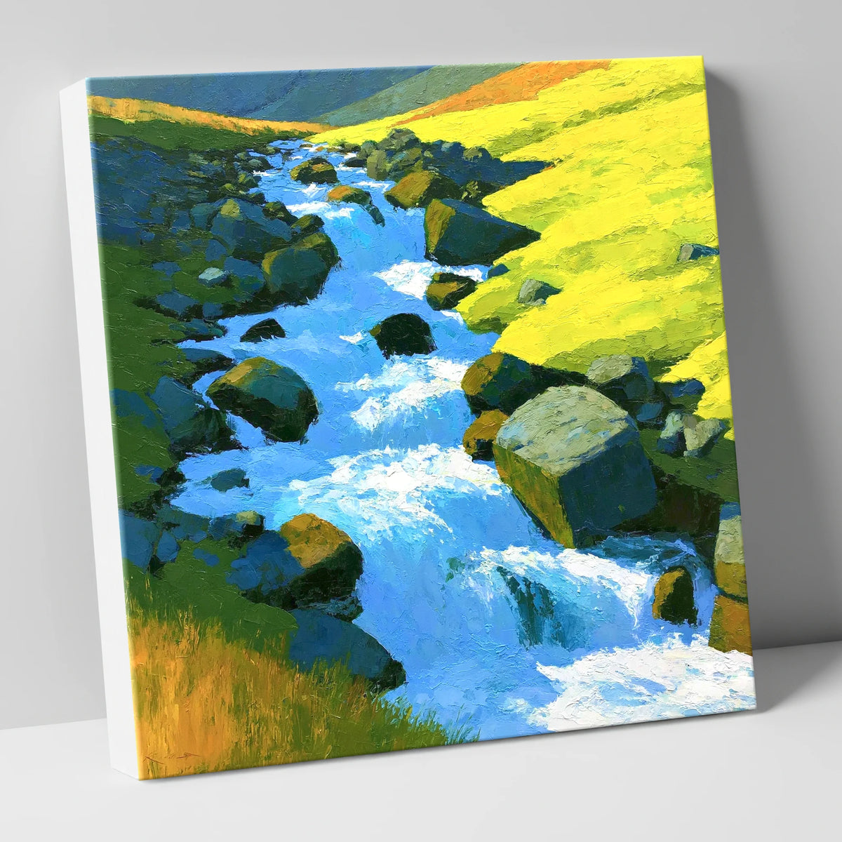 Sparkling Mountain Beck in High Summer lake district waterfall canvas wall art