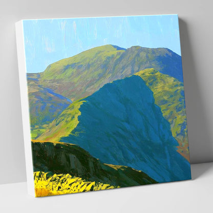 Sunlit Crags of Wetherlam Ridge lake district fell canvas wall art