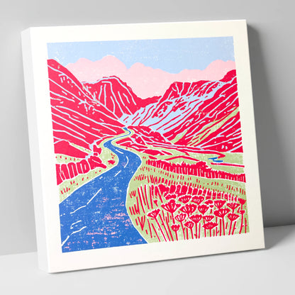 Red Fells Over Hardknott Pass lake district valley canvas wall art
