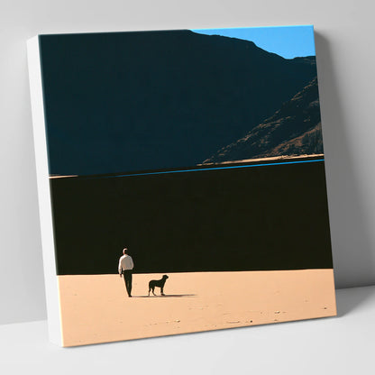 Dog Walker on Ennerdale Shore gifts for dog walkers canvas wall art