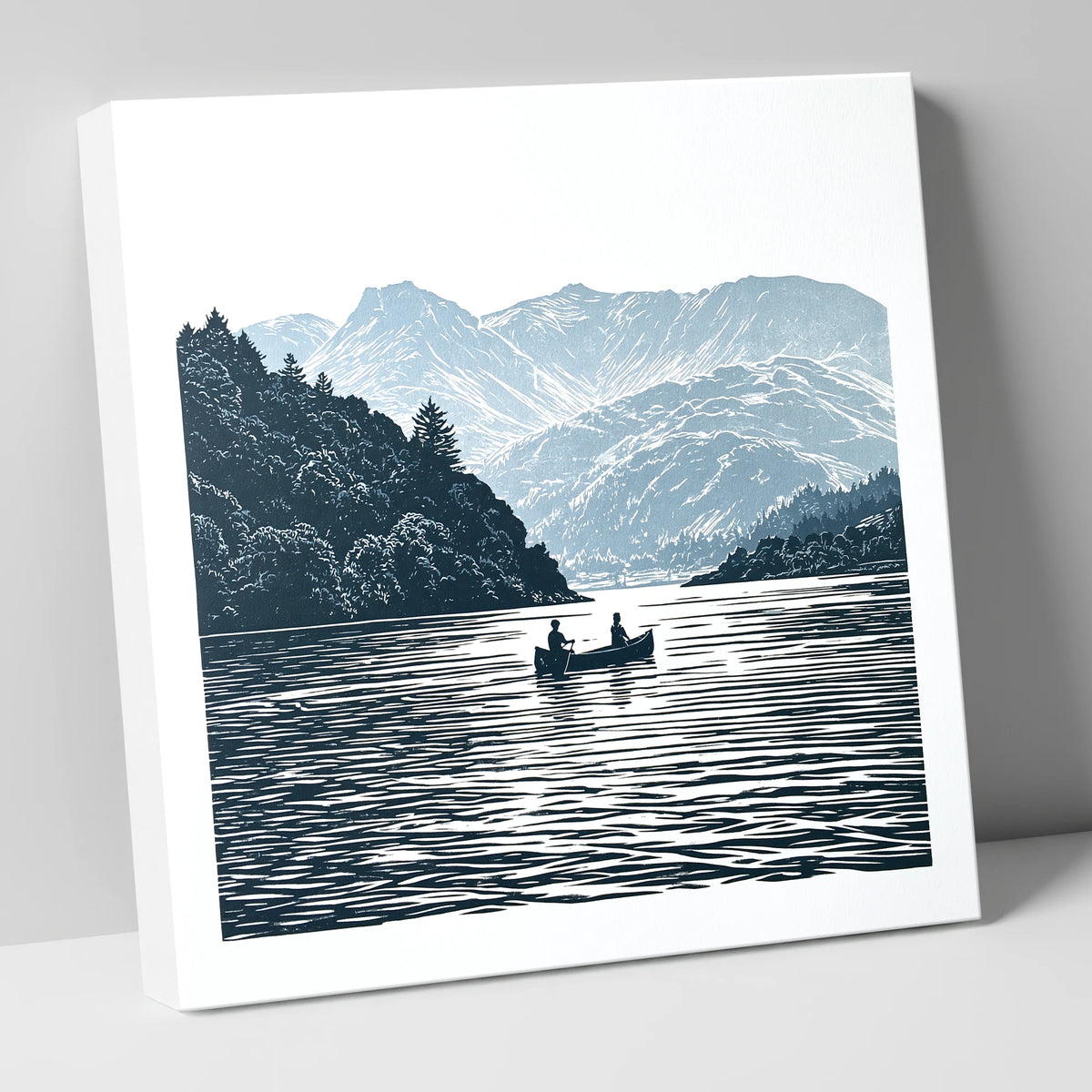 Windermere Canoe In Deep Blue lake district lake canvas wall art