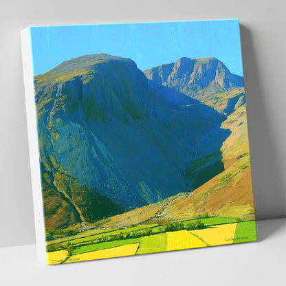 Sunlit Scafell Peaks and Ravine lake district fell canvas wall art