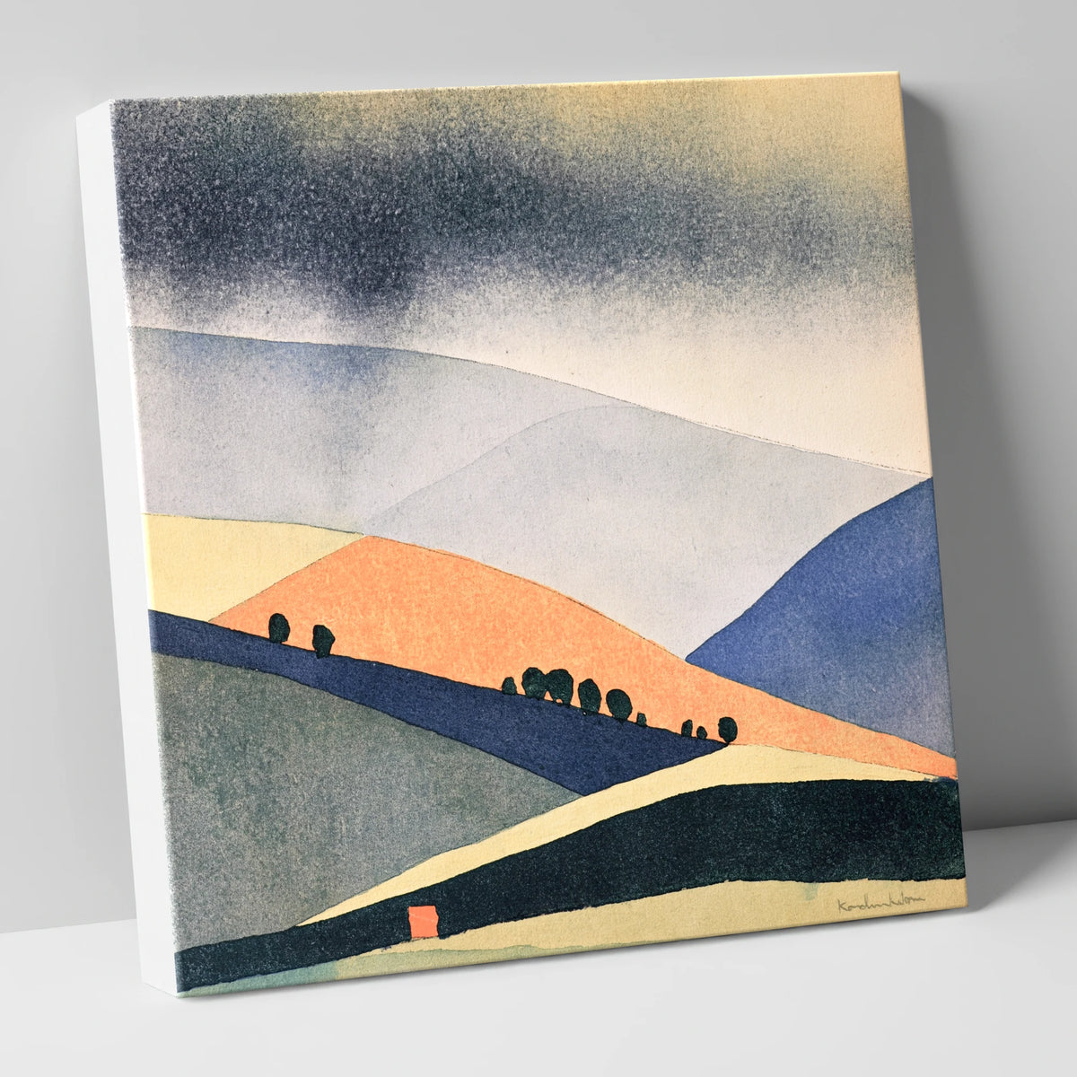 Rolling Fells in Terracotta and Indigo lake district fell canvas wall art