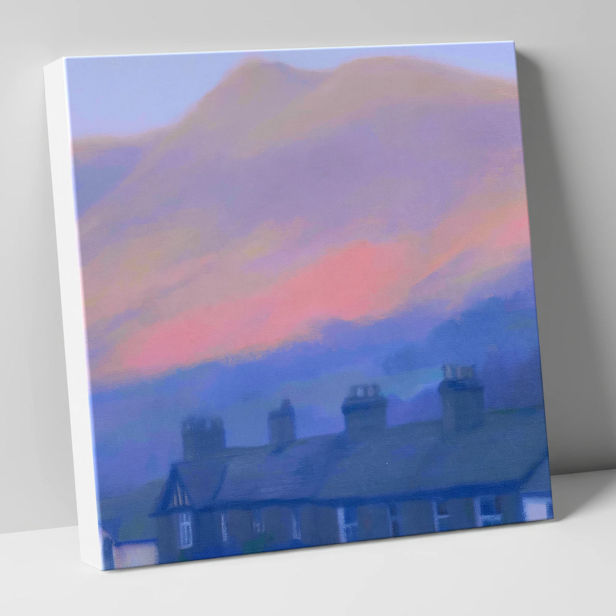 Skiddaw and Keswick Pastel Twilight lake district village canvas wall art