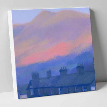 Skiddaw and Keswick Pastel Twilight lake district village canvas wall art