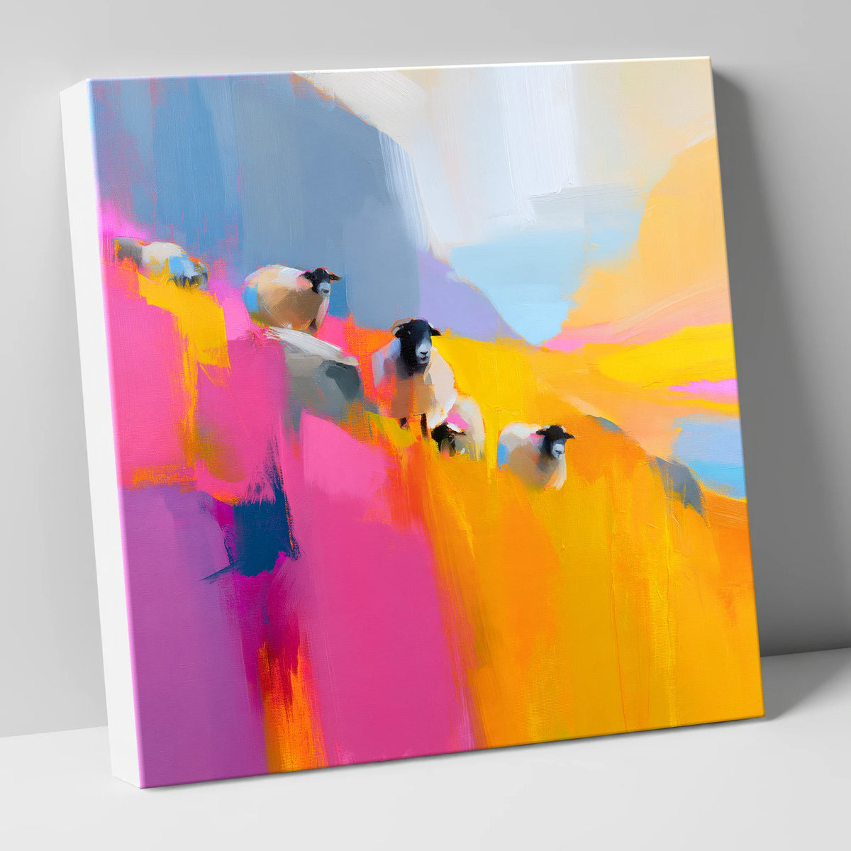 Herdwick Sheep in Fuchsia and Gold lake district wildlife canvas wall art
