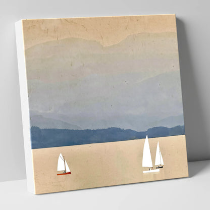 White Sails on Misty Windermere lake district lake canvas wall art
