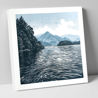 Derwentwater in Slate and Navy lake district lake canvas wall art