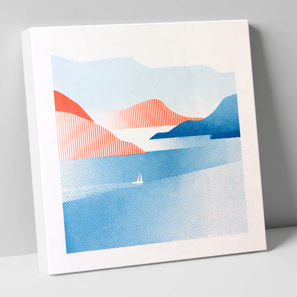 Graphic Sailboat on Lake Windermere lake district lake canvas wall art