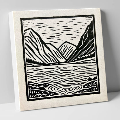Graphic Ennerdale Water and Fells lake district valley canvas wall art