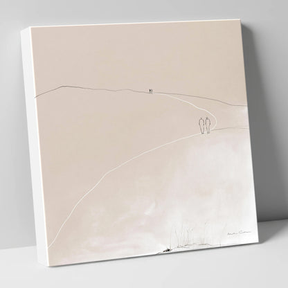 Minimalist Walkers On Fell Path lake district walking canvas wall art