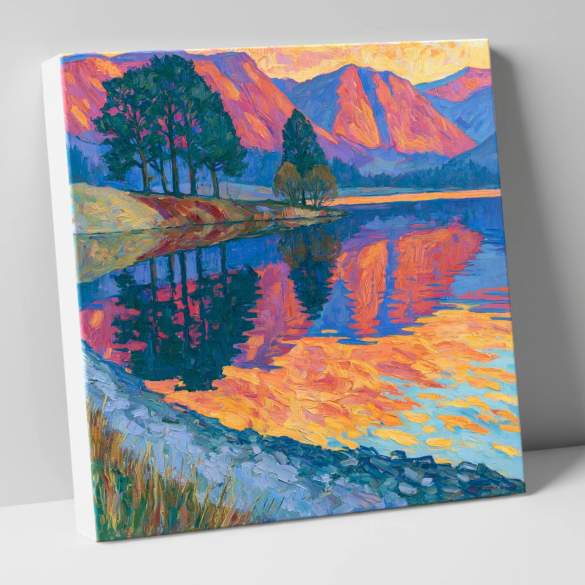 Vivid Dawn Lake Reflection lake district lake canvas wall art