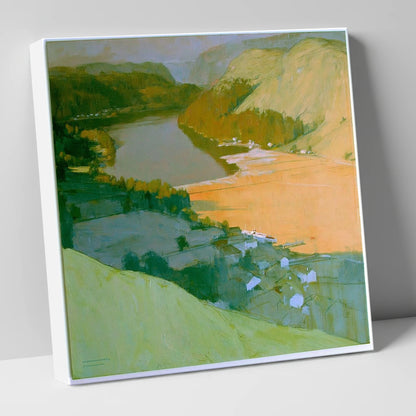 Glenridding and Ullswater Apricot Light lake district village canvas wall art