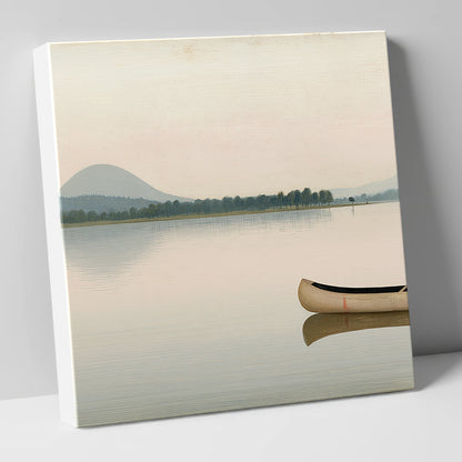 Wooden Canoe on Pale Windermere lake district lake canvas wall art