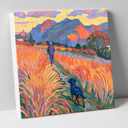 Vibrant Keswick Fells Dog Walk gifts for dog walkers canvas wall art