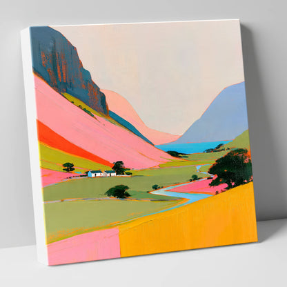 Colourful Valley Between the Fells lake district valley canvas wall art