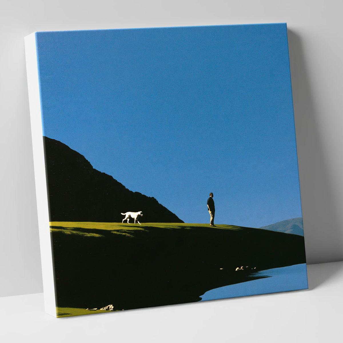 Silhouetted Glenridding Walker and Dog gifts for dog walkers canvas wall art