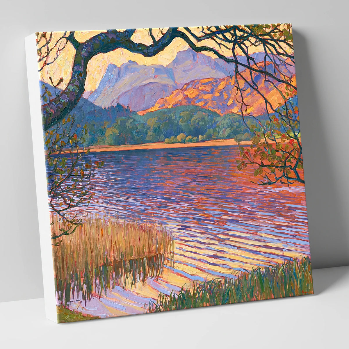 Elterwater Framed by Trees lake district lake canvas wall art