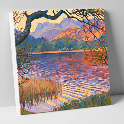 Elterwater Framed by Trees lake district lake canvas wall art