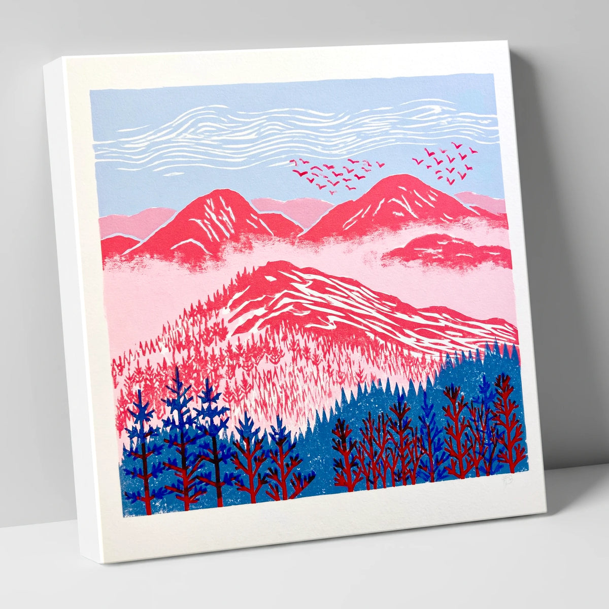 Red Misty Mountain Ridge lake district fell canvas wall art