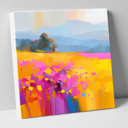 Vibrant Upland Hay Meadow lake district wildflower canvas wall art