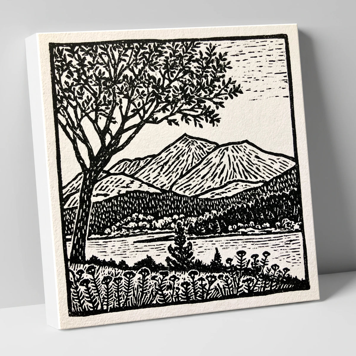 Monochrome Skiddaw and Lake lake district fell canvas wall art